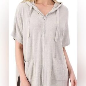 Barefoot Dreams Ribbed Zip Up Poncho